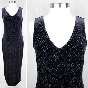 Vintage 90s Glittery Black Velvet Gown Size 14